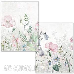 zestaw plakatów 2cz 40x50 cm pastelowe kwiaty flow_07, plakat z kwiatami
