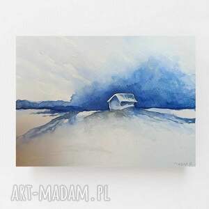 zima - akwarela formatu 18/24 cm