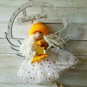 rekodzielo art by ms anioł, aniołek z gwiazdką na białej obręczy, prezent