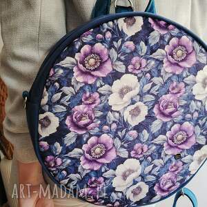 plecak okrągły fioletowe kwiaty
