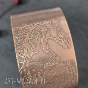 Bransoletka miedziana z koniem 3 cm - rustykalny prezent