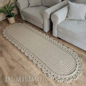 dywan szydełkowy ze sznurka bawełnianego owalny 75cmx210cm