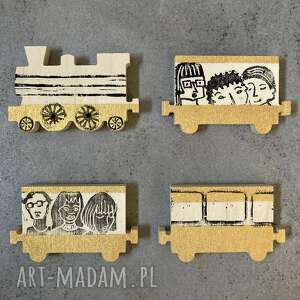 handmade magnesy zestaw 4 magnesów pociąg osobowy