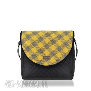 ręcznie zrobione torebki torebka puro 1262 mustard gray grid