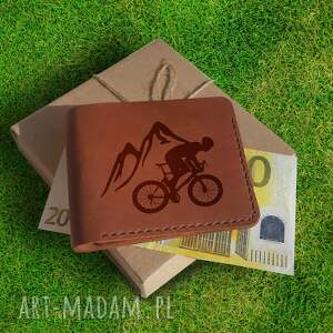 handmade prezent dla rowerzysty portfel skórzany z grawerem mtb handmade