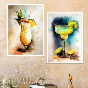 ulubione drinki w akwareli - 2 grafiki A4 kuchnia, dekoracje