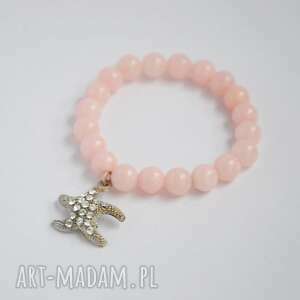handmade bracelet by sis: cyrkoniowa rozgwiazda z pudrowo różowych kamieniach