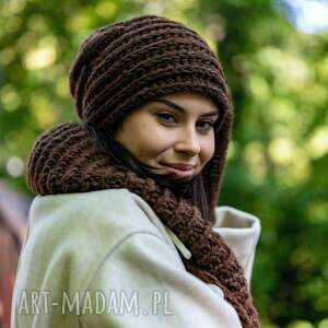 czapka merino this is it brązowy z jedwabiem, włóczki