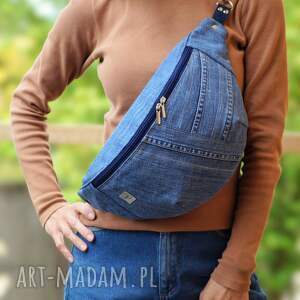 upcyklingowa nerka xxl, mini plecak nerkoplecak na prezent, dżinsowa saszetka