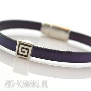 handmade bransoletka skórzana magnetoos minimal violet grec