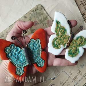 handmade ceramika zestaw motyli III