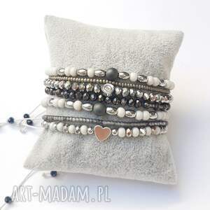 bransoletka boho makrama sznurek szara zestaw bransoletek, kolorowa bizuteria