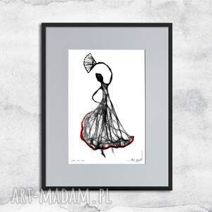 z - Flamenco (140) czarnobiała, grafika - ramą