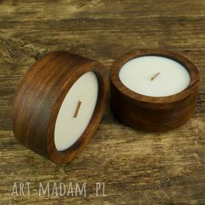 handmade świeczniki sojowa, zapachowa świeca w drewnie egzotycznym