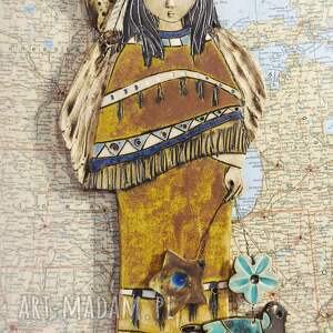 anioł ceramiczny rdzenna amerykanka kolekcjonerska ceramika dekoracja ścienna