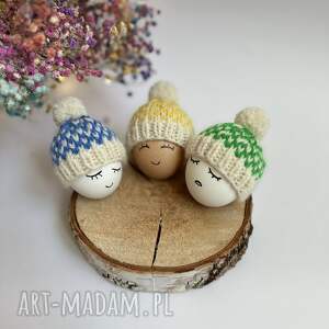 Czapeczki na jajka - zestaw 3 szt, ozdoby wielkanocne