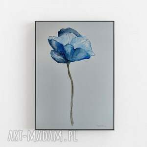 niebieski kwiatek - akwarela a4
