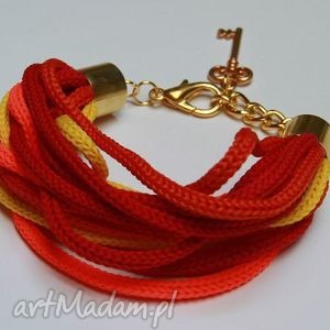 kolorowa bransoletka ze sznurków poliestrowych, modern design, sznurek, modn