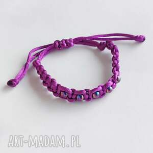 Fioletowa bransoletka z hematytem handmade