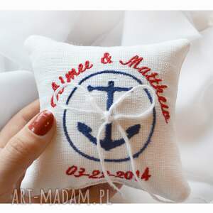 tulito haftowana poduszka na obrączki, personalizowana ślubna lr8
