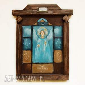 anioł imuria VI, obraz na drewnie, dekoracja rękodzieło