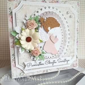 kartka w pudełku chrzest święty, dziecko, życzenia, dziewczynka scrapbooking