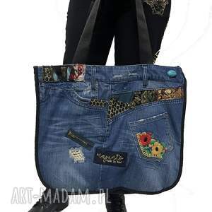 duża torba upcykling jeans desigual i levis 127, recycled