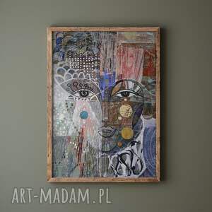 plakat 40x50 cm - kryza wydruk, twarz, kobieta, obraz abstrakcja