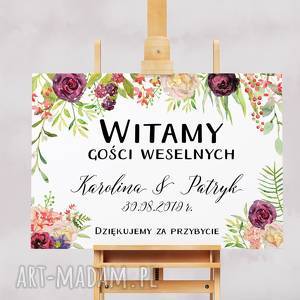 kwiecisty obraz powitalny 55x80 cm wesele, ślub kwiaty, witamy