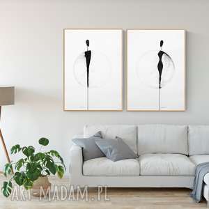 plakaty zestaw 2 obrazów 50x70 cm namalowanych ręcznie, minimalizm