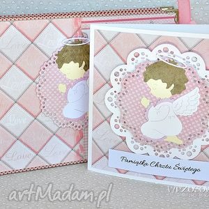 ręcznie wykonane scrapbooking albumy pamiątka chrztu - album i kartka