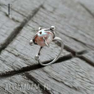 wild pearl - atomic pink srebrny pierścionek z perłą - pierścionek srebrny