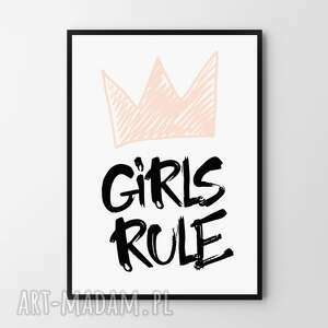 plakat obraz girls rule 50x70 cm B2 dom, dziecko, grafika