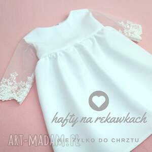 sukienka z haftowanym rekawkiem - noeli dla dziecka ubranka