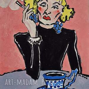 obraz olejny dama lili marleen, obrazy olejne, karykatura babci i dziadka