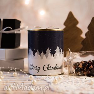 handmade prezent pod choinkę świąteczna puszka z sypaną herbatą