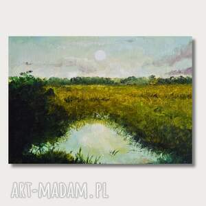 dekoracyjny plakat pejzażowy z jeziorem o wymiarach 29,7 x 21 cm