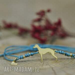 whippet / chart angielski - bransoletka z psem, srebro 925 pozłacane, pies