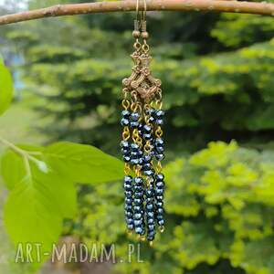 kolczyki filigranowe hematytowe koraliki koralikow kolorowa