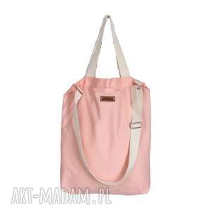 różowa shopperka pojemna torba na zamek minimalizm