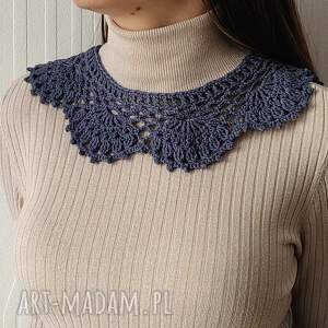 dodatki niebieski kołnierzyk, modny dodatek, koronkowy, szydełkowy