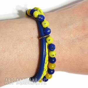 yenoo bransoletka - granatowa, żółta rzemienie, neonowa, koraliki, arka gdynia