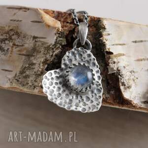 kamień księżycowy i srebro serduszko - komplet 1933a, wisiorek z księżycowym