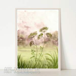 Oryginalna akwarela A4. Łąka, sztuka, trawy