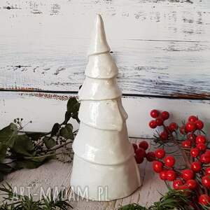biała choinka ceramiczna śnieg, boże narodzenie dekoracje na święta ceramiczne