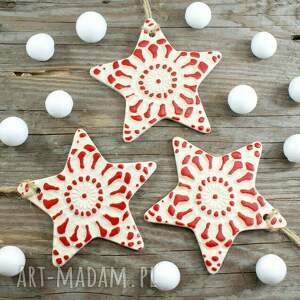 handmade prezent świąteczny ceramiczne gwiazdy - zestaw zawieszek