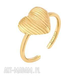 złoty pierścionek z sercem, serduszkiem, ozdobny, regulowany