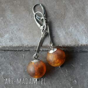 srebrne kolczyki z bursztynem srebro oksydowane