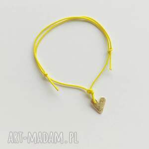 serduszko bransoletka, sznurek, mosiądz regulowana, wyjątkowy