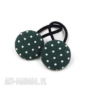 handmade pomysł na prezent gumeczki do włosów zielone w kropki dottie